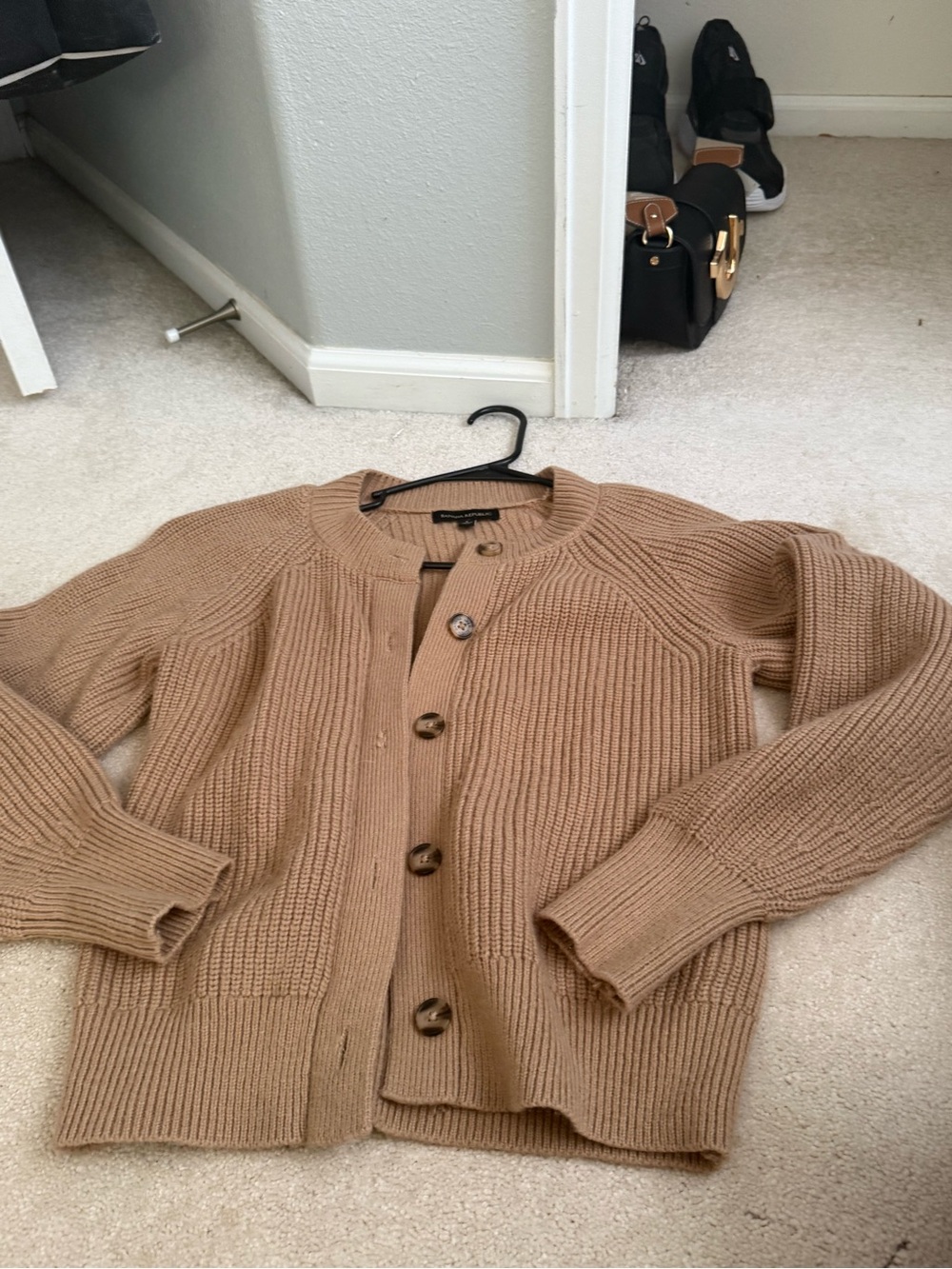 Banana Republic Camel Ribbed Button Cardigan